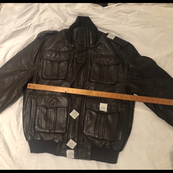 Dark brown leather jacket - Picture 1 of 8